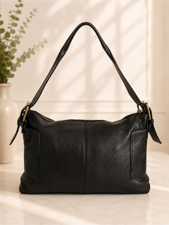 HOBO Handbags - HOBO Black Pebbled Leather Zip Top Shoulder Bag Soft Leather Purse